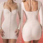 Oh Polly NWT  Calista Nude Ruched Long Sleeve Mini Dress Size 10 Photo 1