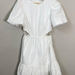 WAYF Puff Sleeve Cutout Ruffle Mini Dress Womens Small* White Fit & Flare Bridal Photo 4