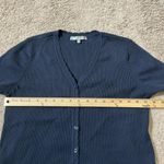 Daniel Rainn Y2K  Navy Blue Ribbed Button Front Cardigan Sweater Women Scalloped Photo 2