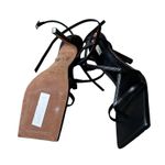 River Island NEW  SQUARE TOE BLACK LEATHER HEEL SANDAL STAPPY SZ -9.5 Photo 5