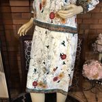 VINTAGE 1980'S UNION MADE CREAM, ORANGE & TEAL FLORAL PRINT POP OVER DRESS (M) Multiple Size M Photo 8