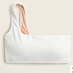 J.Crew Textured One-Shoulder Bikini Top in White Sz 2X NEW Photo 1