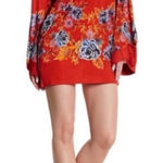 Free People | Summer Red Orange 2 AM Floral Mini Dress High Neck Scoop Back Photo 0