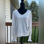 Ralph Lauren Lauren  Button Cuff Sweater Women’s Large Ivory V-Neck Knit Cotton Photo 1