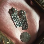 Vintage 1950s Dangle Clip On Earrings Silver Photo 3