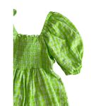 Topshop Green White Gingham Plaid Puff Sleeve Romper Size US 4 Photo 2