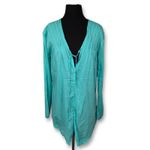 Athleta Turquoise Blue Sheer Lightweight Long Sleeve Swim Cover Women's M Photo 1