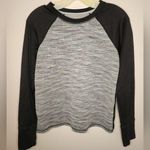 Athleta  Snowscape Black/Gray Quilted Raglan Crew Neck Athletic Sweatshirt Photo 0