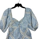 En Saison Aim to Impress Quilted Satin Puff Sleeve Mini Dress in blue print XS Photo 3
