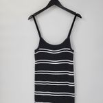 C+D+M Womens Tank Dress‎ XL Black White Ribbed Knit Pullover Spaghetti Straps Photo 1