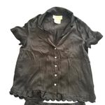 BHLDN  Juniper Scalloped Satin Pajama Set‎ Black Small Photo 2