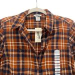 NWT Duluth Orange Blue Plaid Flannel Long Sleeve Button Up Size Small Photo 5