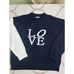 Elan  LOVE Colorblock Black White Long Sleeve Pullover Sweater, Size Large Photo 4