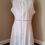 White Button Front Collared Shirt Dress Sheer Lace Waist by Cutie from Modcloth Size 10 Photo 4