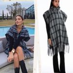 ZARA  Plaid Wool Blend Oversized Poncho Fringe Hem size XS Photo 8