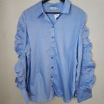 Harshman Blouse Juliana Light Blue Ruffled Sleeve Button Photo 12