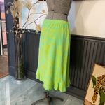 Fresh Produce Vintage  Lime Green Yellow Floral Ruffle Pull On Skirt - Sz M 💚🎀 Photo 5