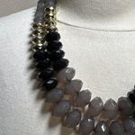 Talbots  Black Gold Grey Acrylic Plastic 2 Strand Adjustable Necklace Photo 4