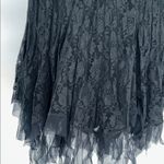 Simon Chang Black Lace Asymmetrical Ruffle Midi Skirt Size 4 Photo 5