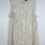 Who What Wear  Cream Lace Embroidered Sleeveless Top Medium Photo 0