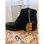 Born Shoes Born Black Suede Fringe Ankle Boots Kenia block Heel Western 7.5 boho western Photo 1