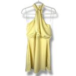 Lulus  NWOT Sleek Essence Light Yellow Satin Halter Sleeveless Mini Dress Medium Photo 2