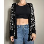 Cache Vintage  Black White Animal Print Cardigain Size XS Photo 2