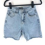 Pretty Little Thing Womens Denim Mom Shorts High Rise Cut Off Light Wash US 4 Photo 0