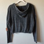 Free People Movement black criss cross cropped hooded terry sweatshirt Photo 7