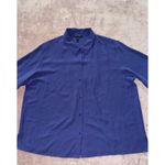 Eileen Fisher  Classic Collar Long Boxy Button-Up Shirt Blue Size XL Photo 1