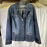 LA Blues Denim Jacket Womens 20W Jean Blazer‎ Button Front Pockets Dark Wash Blue Photo 13