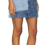 NWT Abrand Aline Patchwork Blue Denim Skirt Size 32 Photo 0