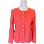 L.L.Bean Supima Cotton Cardigan Long Sleeve Top Womens Size Small Coral Pink Photo 0