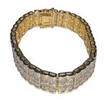 New Elegant Designer Diamond Wide Tennis Bracelet Gold over Brass 7.25” Photo 1