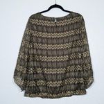 Rebecca Malone Black & Gold Lace Overlay Blouse Size XL Photo 6