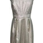 Shoshanna metallic champagne silver cocktail dress pleated w/ pockets size 6 Photo 0