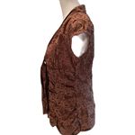 Charlotte Russe Brown & Tan Lightweight Short Sleeve Plunging Tie Neck Button M Photo 4