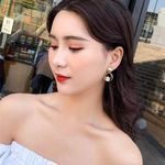 18K Gold Plated Double Circle Cubic Zirconia Dangle Drop Hoop Earrings for Women Photo 3