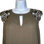 EXPRESS  Army Green Open Back W/Tie Eyelet Sleeves‎ Top NWOT XS Photo 2