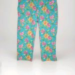 Lauren Ralph Lauren Teal Floral Cropped Cotton Blend Ankle Pants Women Size 8 Pink Photo 2