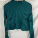 American Eagle  Soft Ribbed Mock Neck Crop Sweater Dark Green Size Small Photo 0