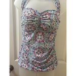 Helen Jon Halter Tankini Bikini Top Womens S RED Blue White Swimsuit Photo 1