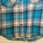 Tool Jeans Womens Top Medium Blue Blouse Flannel Button Casual Distressed Photo 4