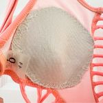 Ó Neon Coral Orange Pink String Cutout One Pice Swimsuit sz Medium Photo 4