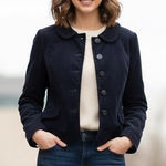 J.Crew  NAVY BLUE Corduroy Blazer Jacket Womens Size 10 Photo 0