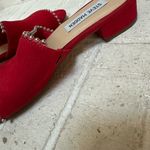 Steve Madden Lipstick Red Slides Silver Ball Trim Faux Suede Sample Shoe Unique Photo 3