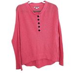 American Eagle Henley Knit Sweater Womens Size M Crew Neck Slouchy Coral Pink Photo 0