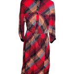 Leslie Fay Vintage  Abstract Print Midi Dress Geometric 80s Secretary Dress S/M Photo 0