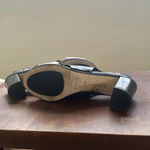 ANYI LU Handmade Italy Black & silver Metallic Leather Heel Size 8.5 slingback Photo 8