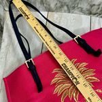 Spartina 449  Pink Linen Tote Gold Palm Embroidery Resortwear Tropical Vacation Photo 11